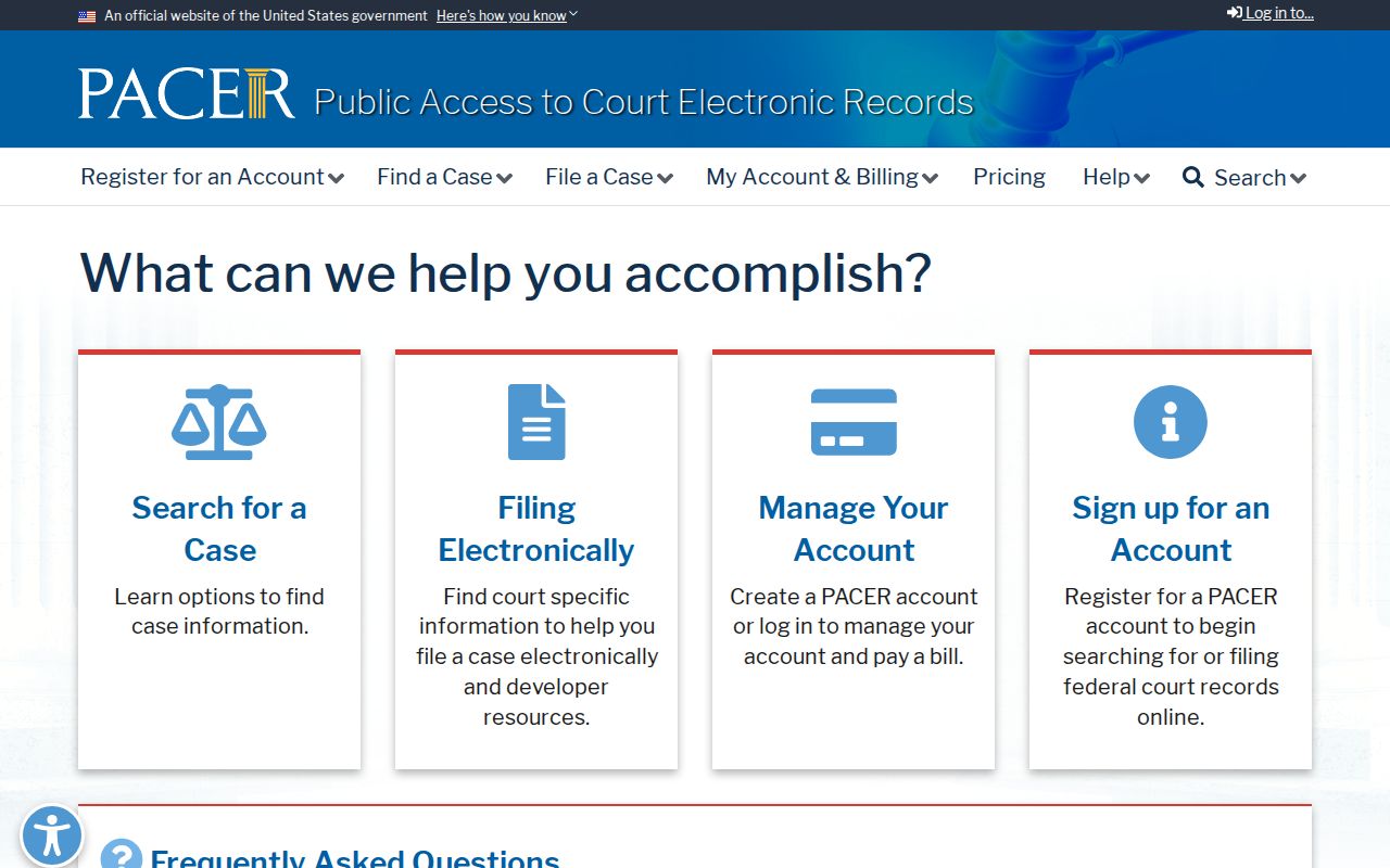 Jefferson Parish case search PACER federal record access cost information