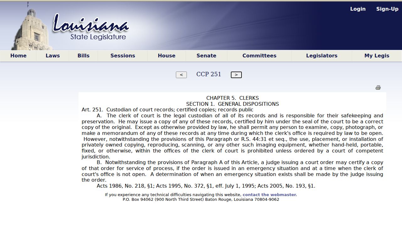 Jefferson Parish court records Article 251 inspection and copy rule