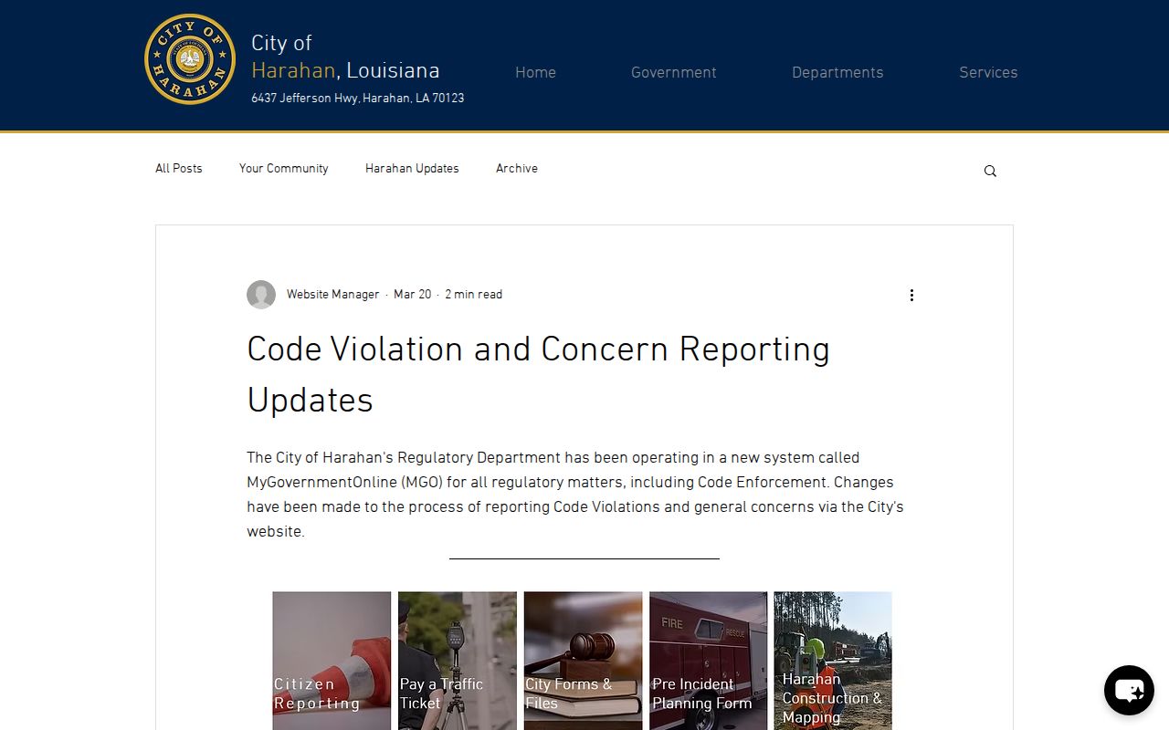 Harahan court docket MyGovernmentOnline code enforcement portal information