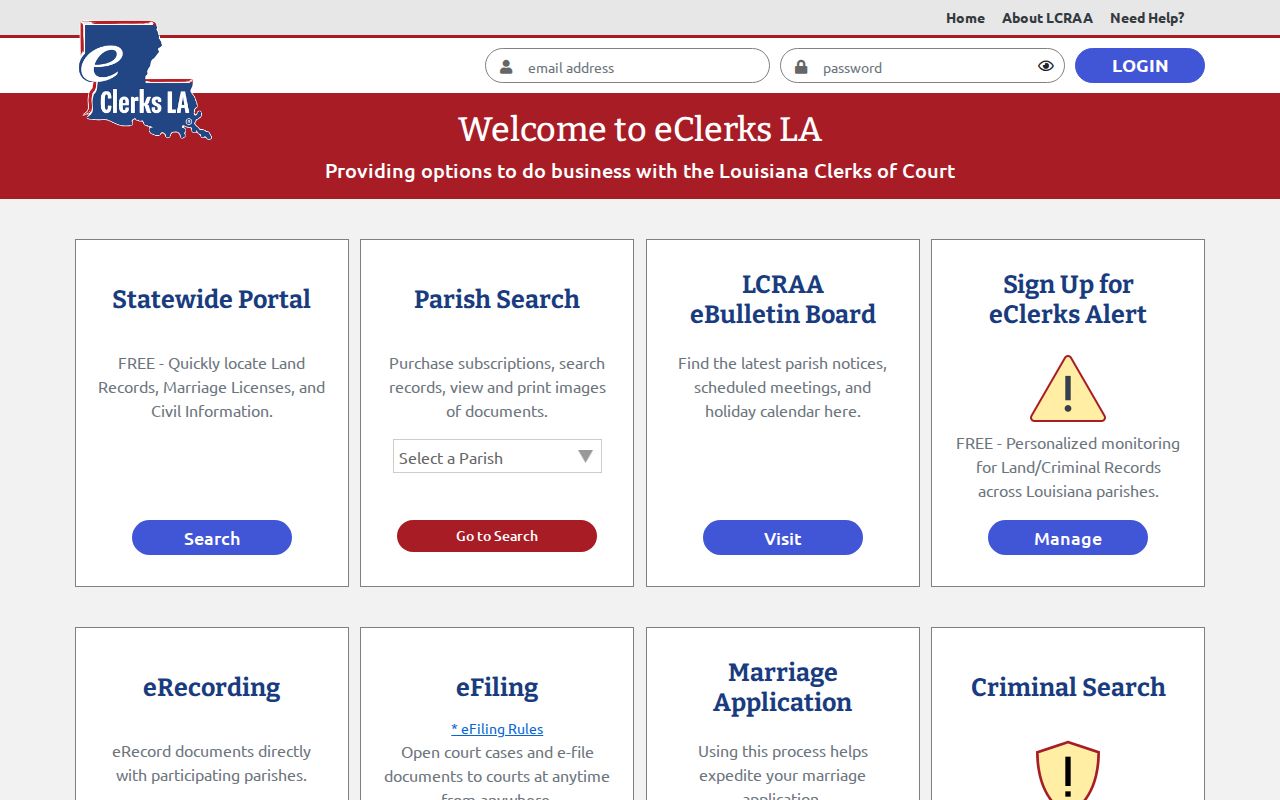 Jefferson Parish court docket statewide portal parish selection